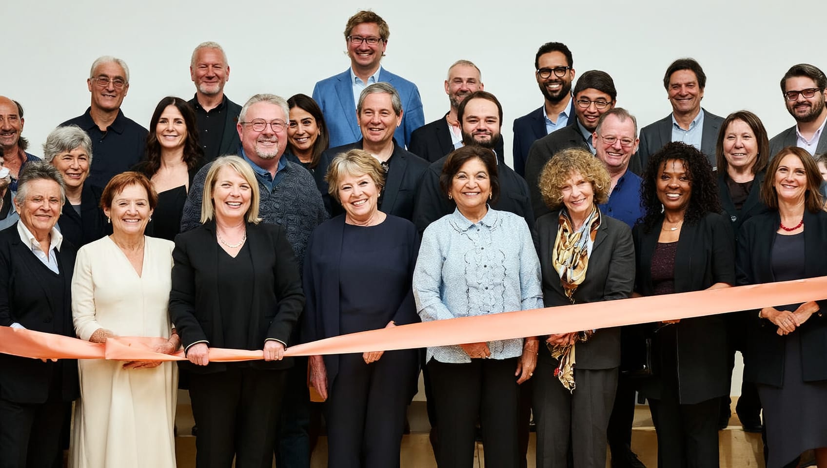 Ribbon cutting ceremony at a corporate grand opening event